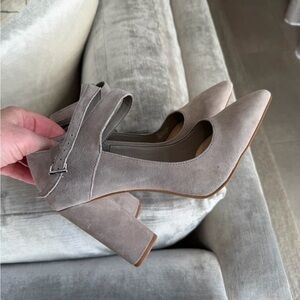 Gianni Bini Taupe Block Heel Pumps